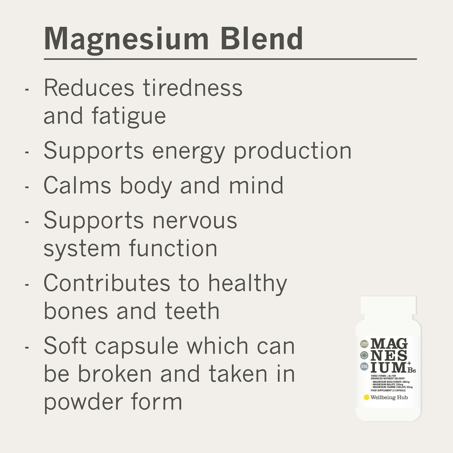 Triple Magnesium blend with B6 x 120 capsules Wellbeing Hub Shop
