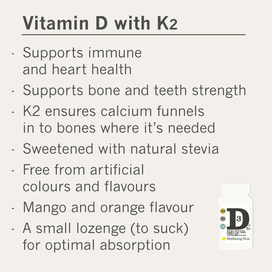 Vitamin D 5000iu +K2 x 60 small lozenges Wellbeing Hub Shop