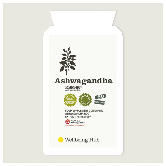 Wellbeing Hub Ashwagandha KSM-66 500mg 90 capsules - stress relief sleep and energy support