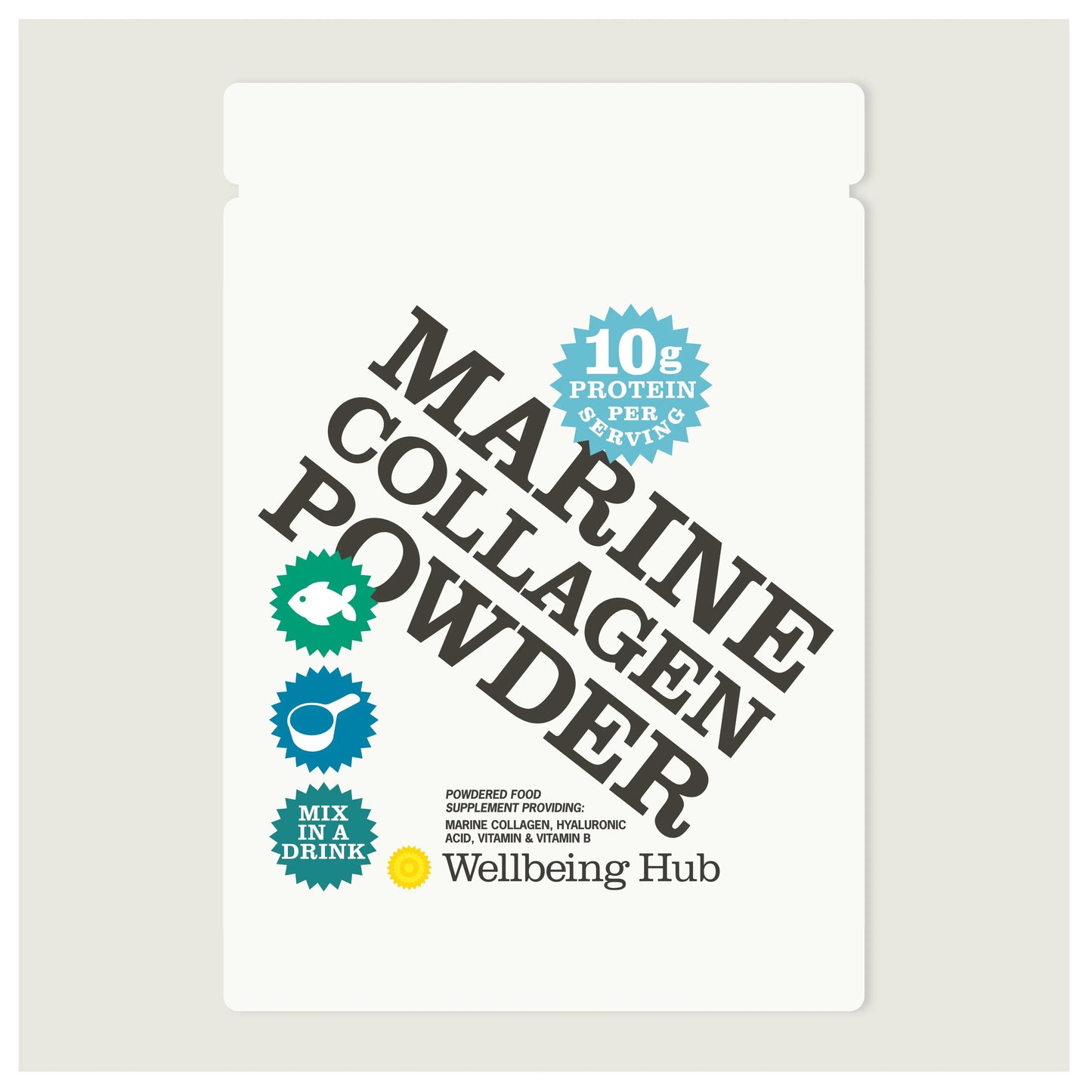 Wellbeing Hub Hydrolysed Marine Collagen Powder with Vitamin C and Hyaluronic Acid 300g tasteless odourless