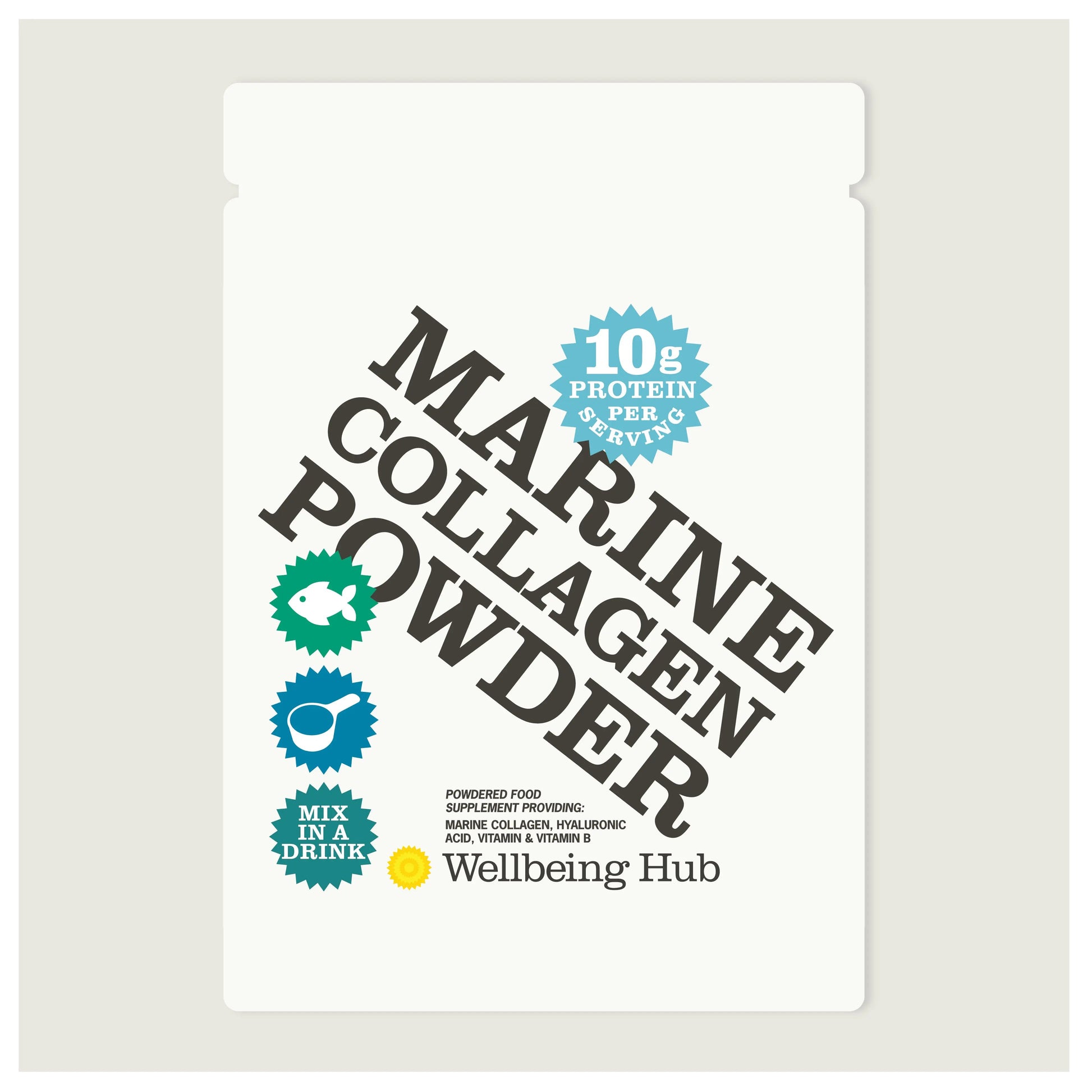 Wellbeing Hub Hydrolysed Marine Collagen Powder with Vitamin C and Hyaluronic Acid 300g tasteless odourless