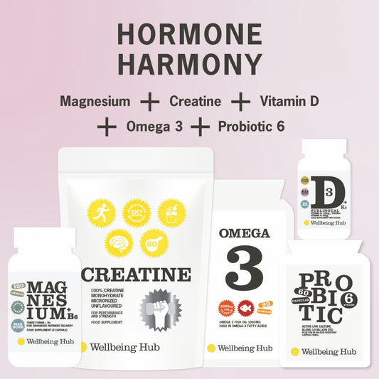 Wellbeing Hub Hormone Harmony 5-supplement bundle for perimenopause and menopause - hormone balance bone health and energy support