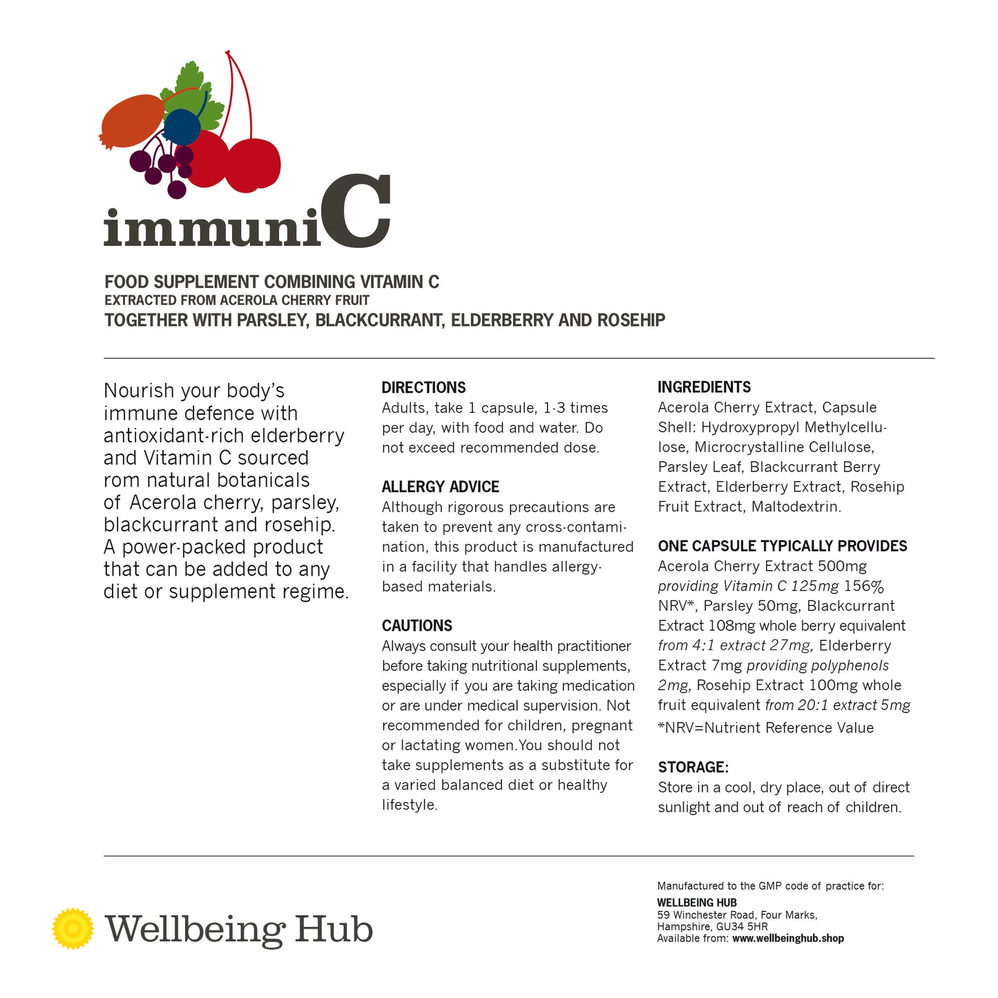 Immuni-C  Food Form Vitamin C + immune boosting botanicals x 60 caps