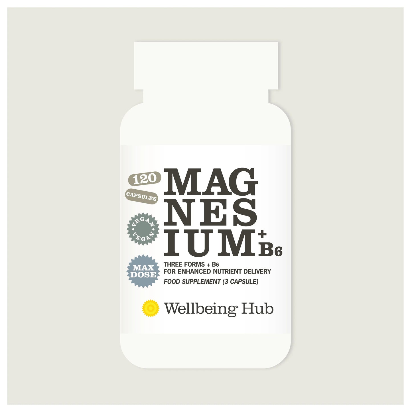 Wellbeing Hub Triple Magnesium Blend with B6 120 capsules - bisglycinate malate and taurate supplement