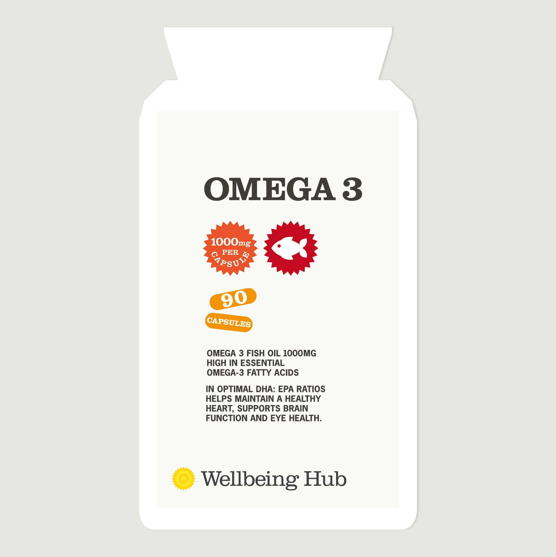 Wellbeing Hub Omega-3 Fish Oil 1000mg capsules with EPA and DHA - heart brain and joint support