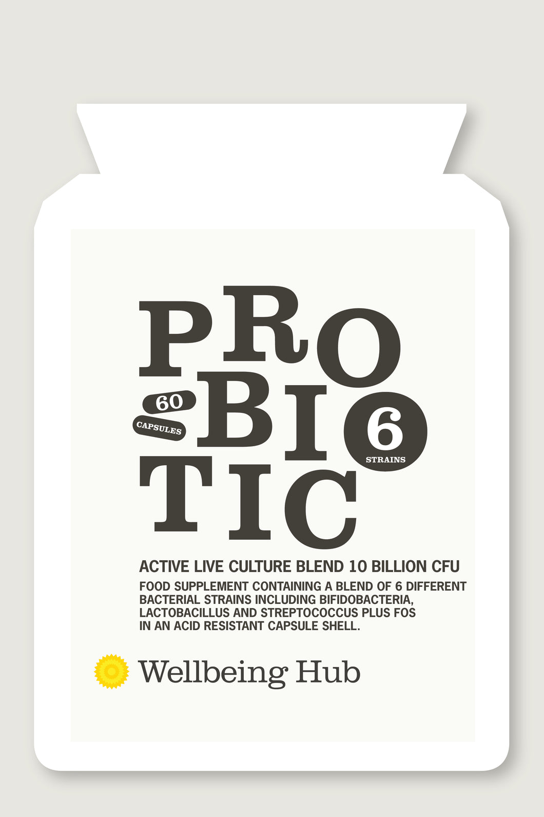 Probiotic 6.  10 Billion CFU, 6 Strains. 60 capsules