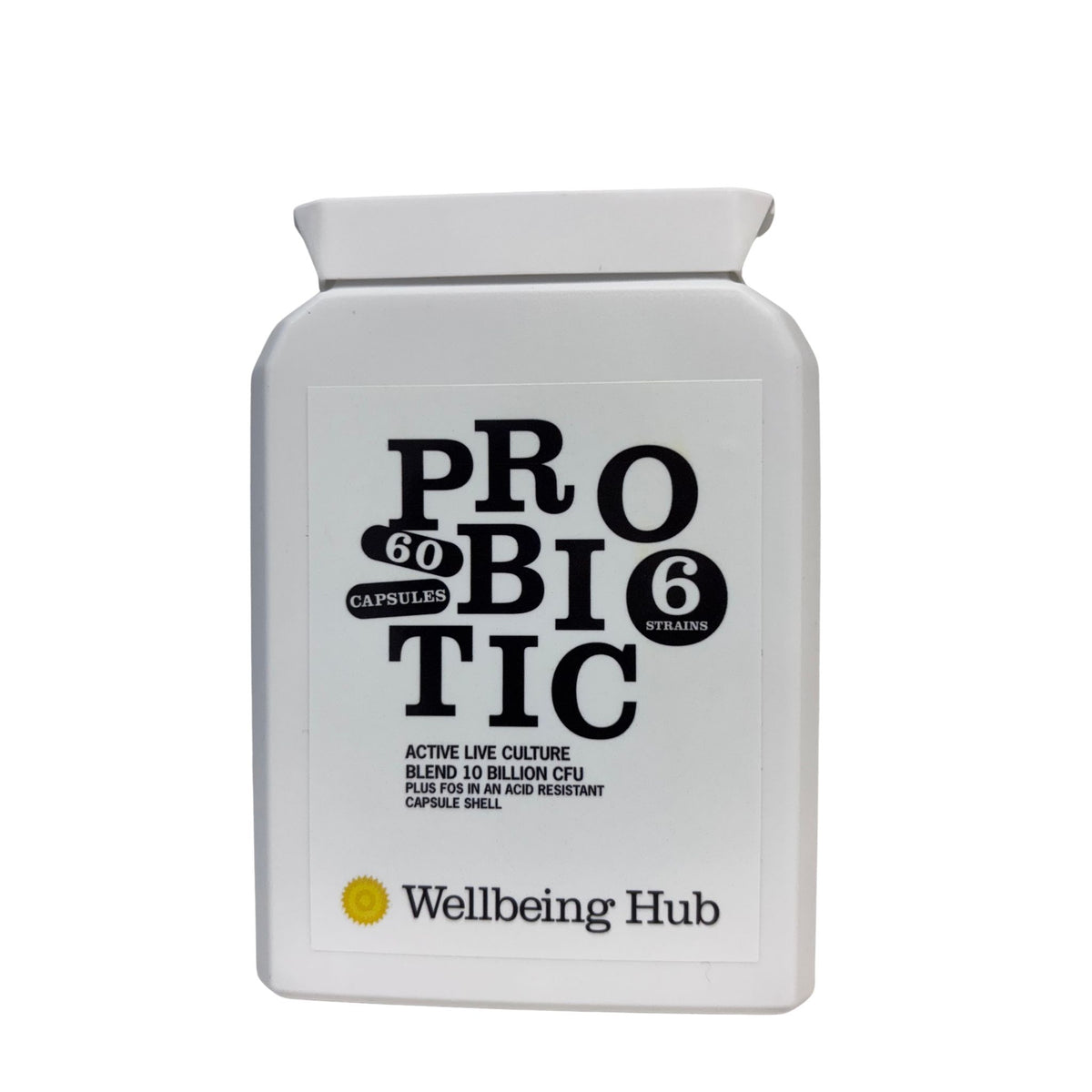 Probiotic 6.  Provides 10 Billion CFU of 6 bacterial strains x 60 capsules